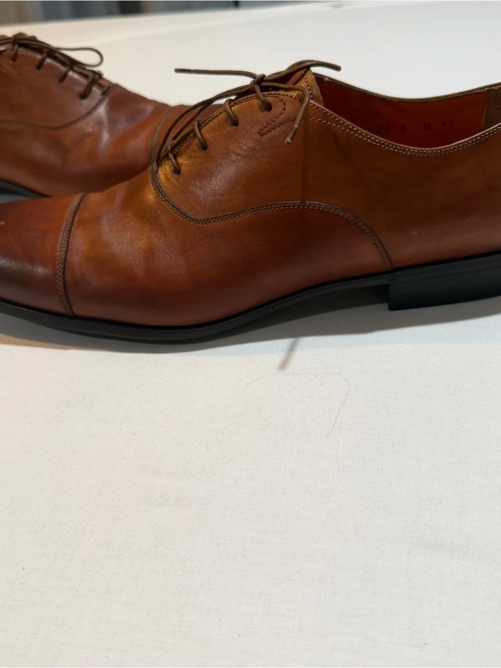 Santoni Mens Size US 12 D Cap Toe Lace Up Oxford Brown Dress Shoes 392055